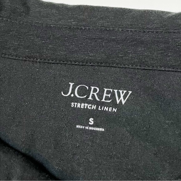 J. Crew Relaxed Stretch Linen Polo Top Small black lightweight collar minimalist - Picture 5 of 9